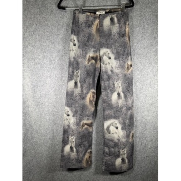 Signé Paris Horse Print Pants Women's 4 France Designer Equestrian Artsy - Picture 1 of 9